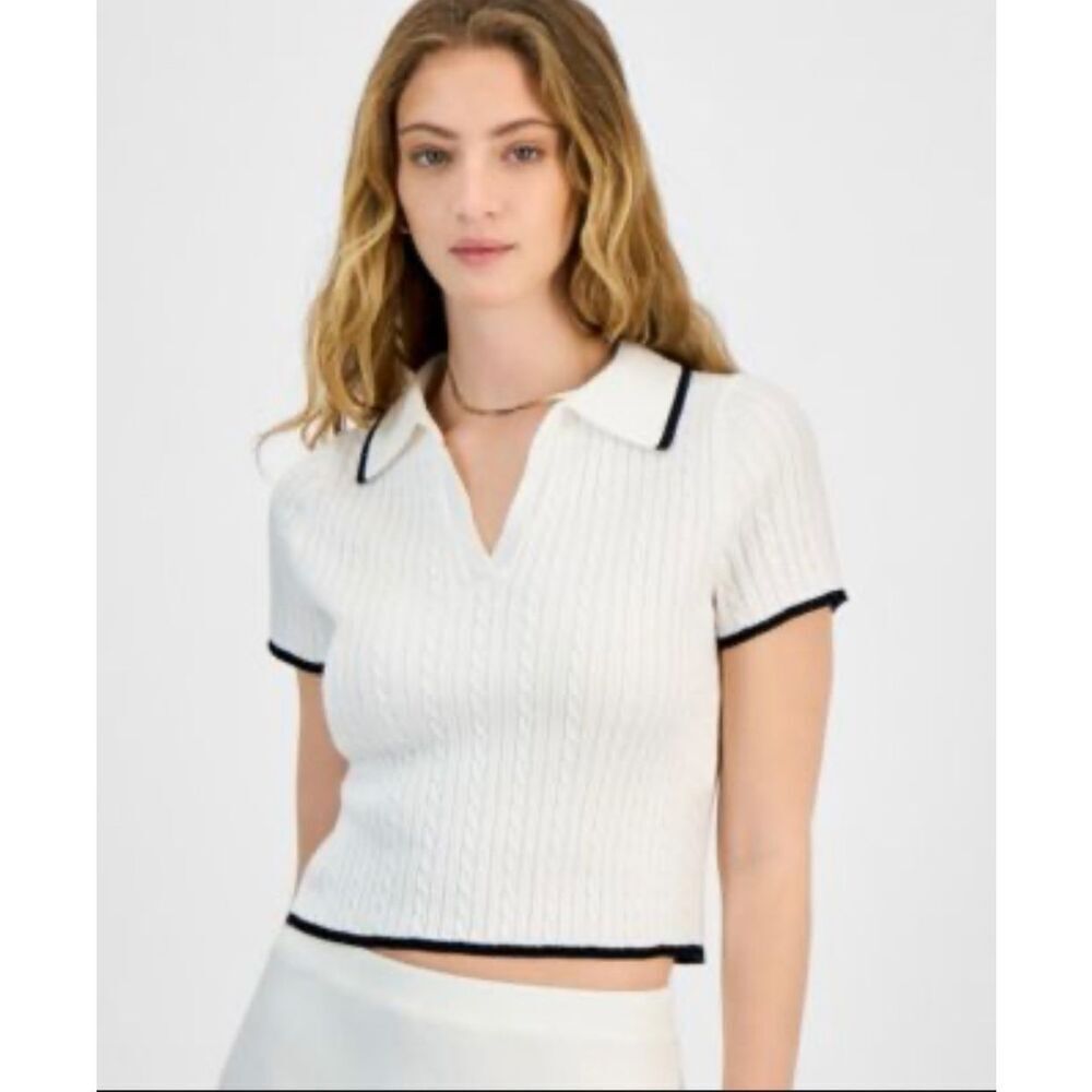 Freshman 1996 cable knit polo top white XL